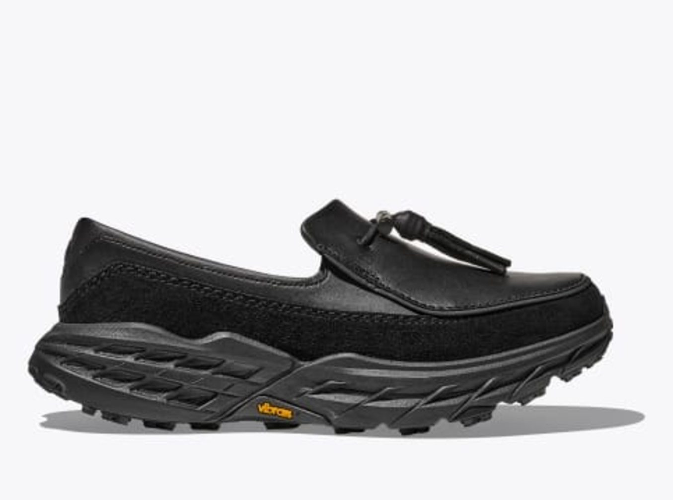 side view of product photo of hoka sneaker loafer