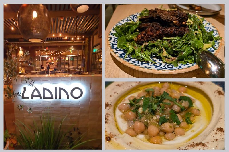 Ladino restaurant's sign and two entrees