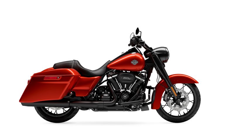 2025 Harley-Davidson Road King Special with Whiskey Fire paint.