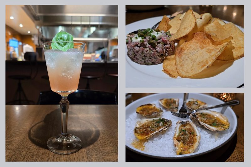 Two dishes and a cocktail at Supper