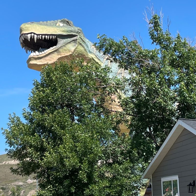 A cheeky T-rex in the town of Drumheller