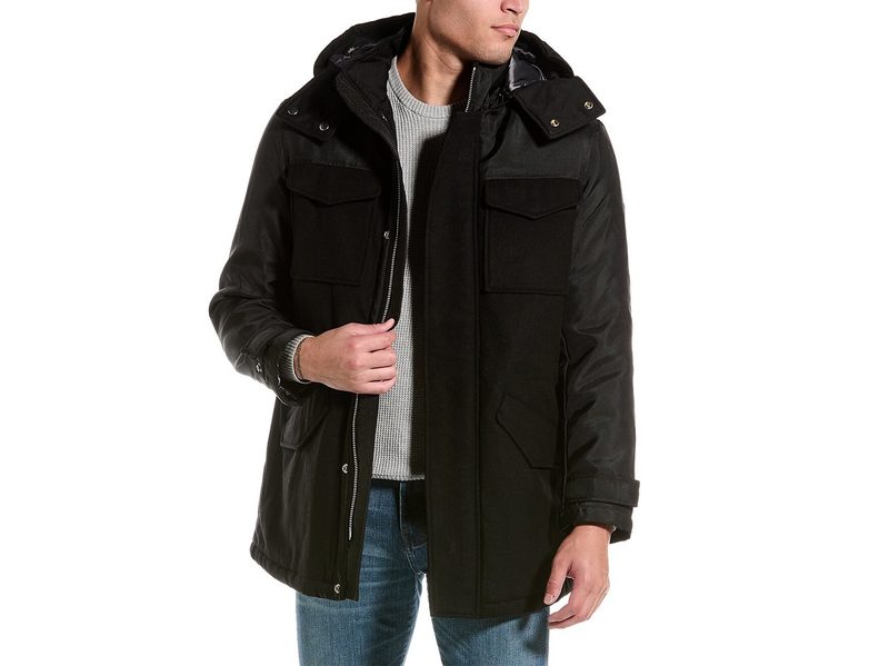 A model wearing the Armani Exchange Caban Wool-Blend Coat.
