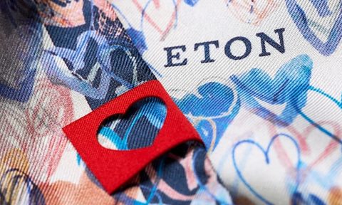 ETON Heart Pattern Pocket Square
