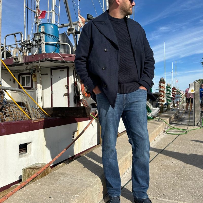 Embrace the Blues portrait open peacoat