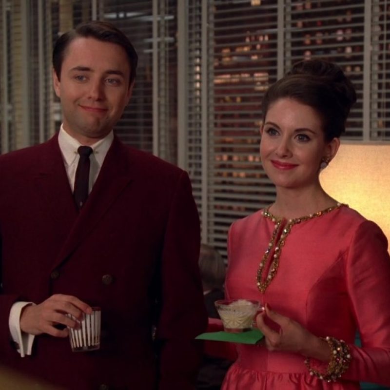 Pete Campbell in a burgundy blazer