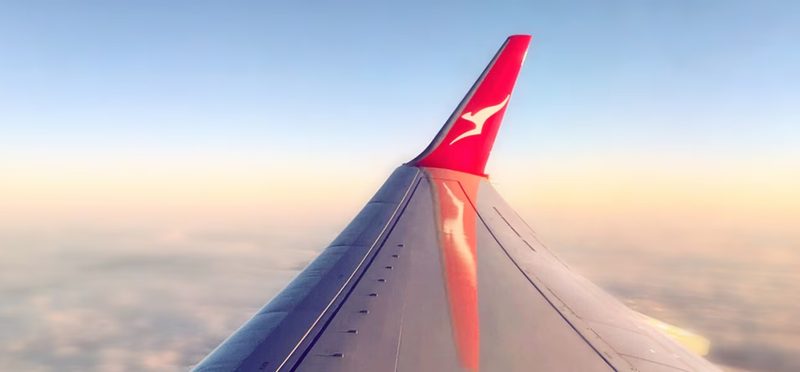 Qantas airplane wing