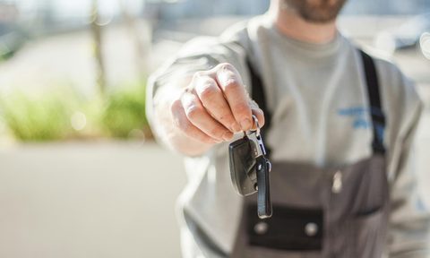Man holding car keys