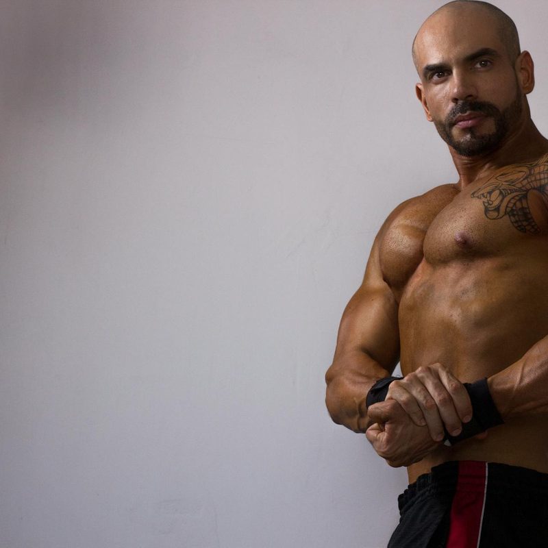 Muscular man flexing