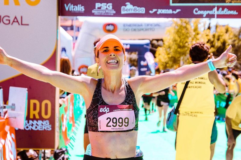 happy woman marathon