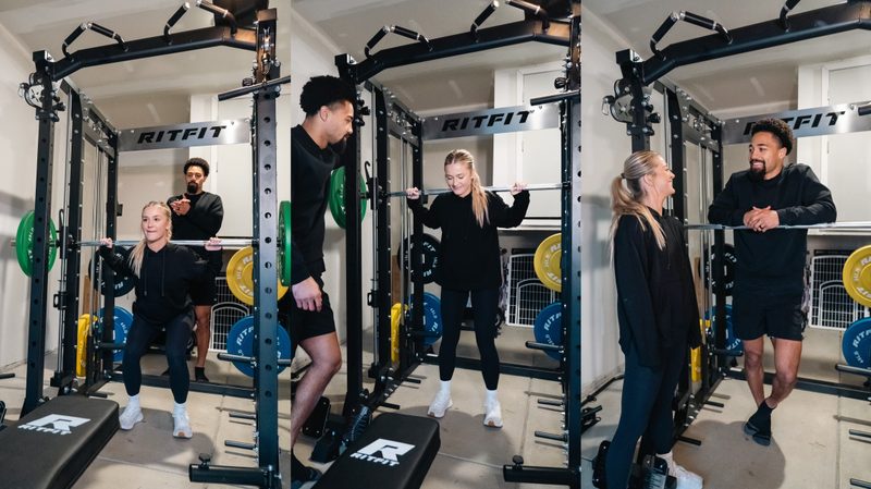 Khalil Shakir and friend using a Ritfit squat rack.