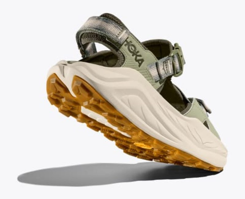 green hoka sandal