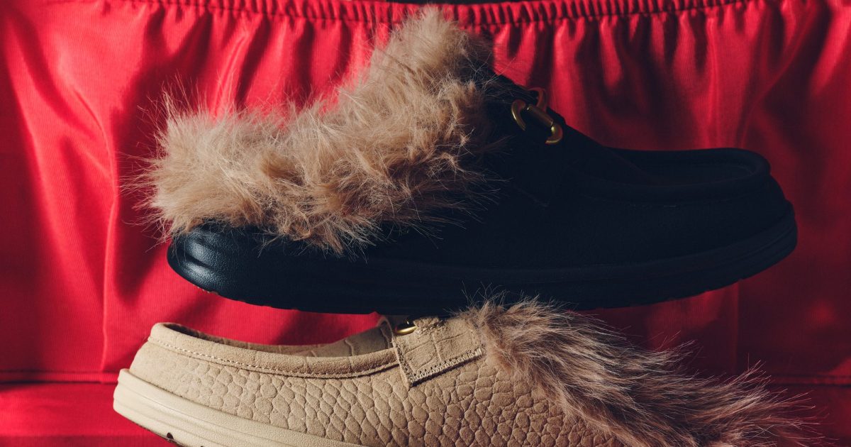 NIB Market x Hey Dude Wally sand Beige Fur Lined Loafers slippers sz 12 slip on Men main image 2