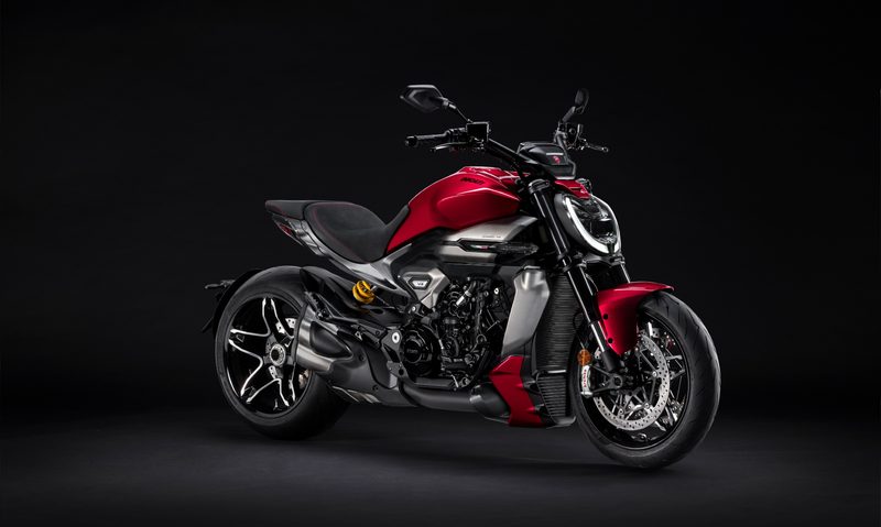 2025 Ducati XDiavel V4 Sport Cruiser product shot right front three quarter view against a black background.