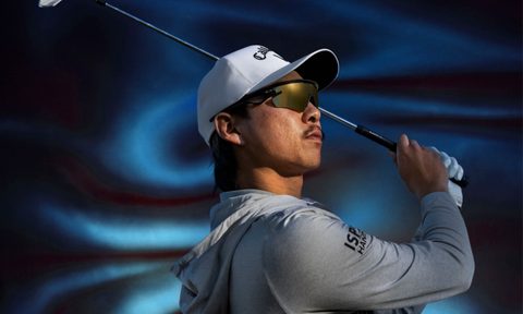 Golf Star Min Woo Lee as he takes a swing
