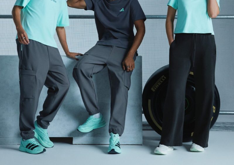 models wearing adidas x mercedes shoes