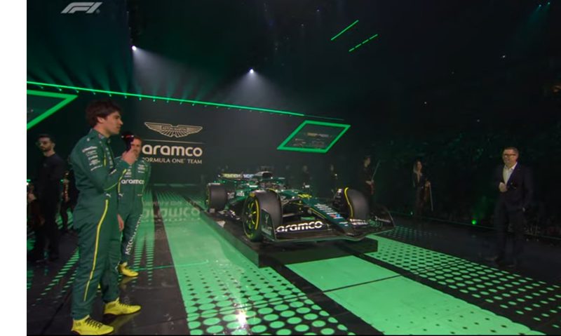 F1 75 Live - Aston Martin 2025 livery with drivers Lance Stroll and Fernando Alonso.