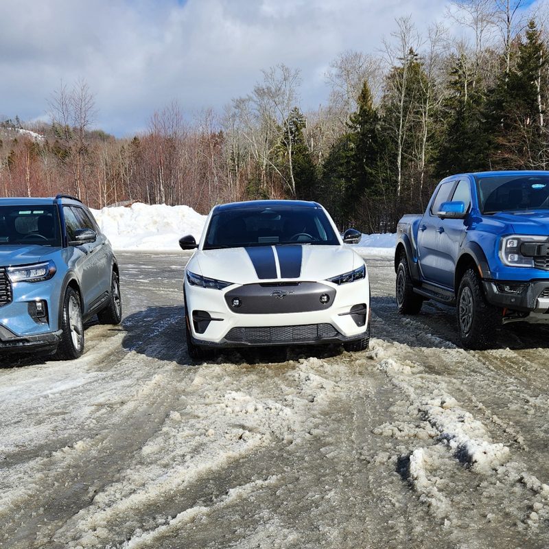 Ford Explorer ST, Mustang Mach-E Rally, and Ranger Raptor performance vehicles.