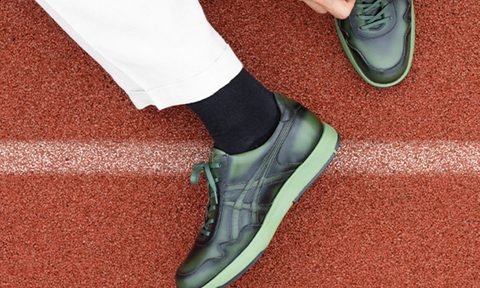 green asics corthay sneakers