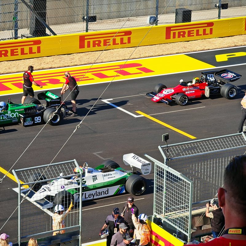 Classic F1 cars on the grid pre-race