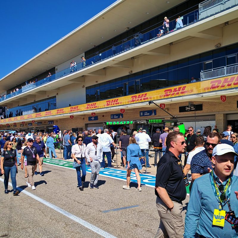 People on a pit walk during the 2024 US GP