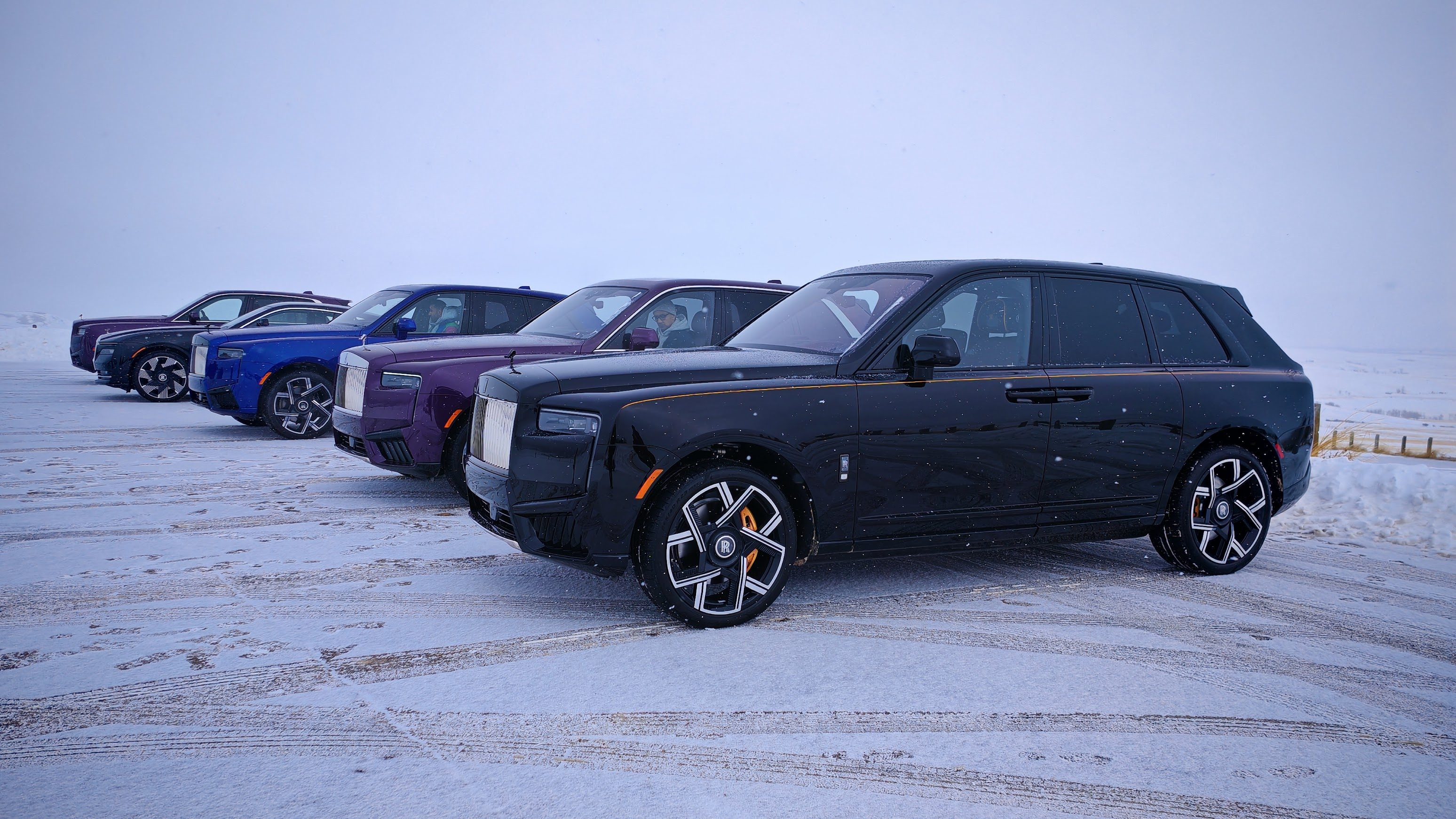 A Lineup of Rolls-Royce Cullinan's on ice