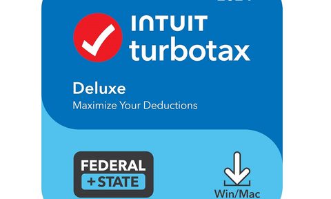The cover graphic of Intuit TurboTax Dluxe 2024 Federal and State.