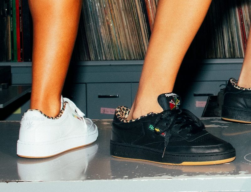 models wearing white and black reebok