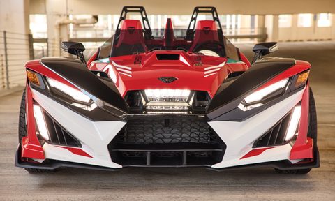 Polaris Slingshot 10 anniversary limited edition front view.