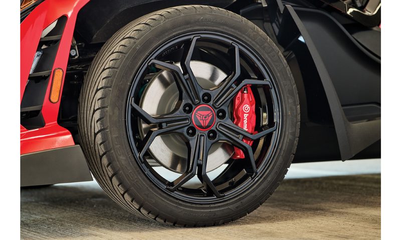 Polaris Slingshot 10 anniversrary limited edition left front wheel with Brembo disc brake.