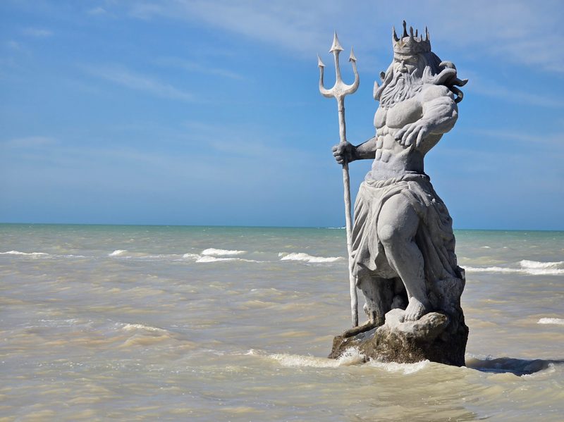 Sculpture in the water at Progreso beach