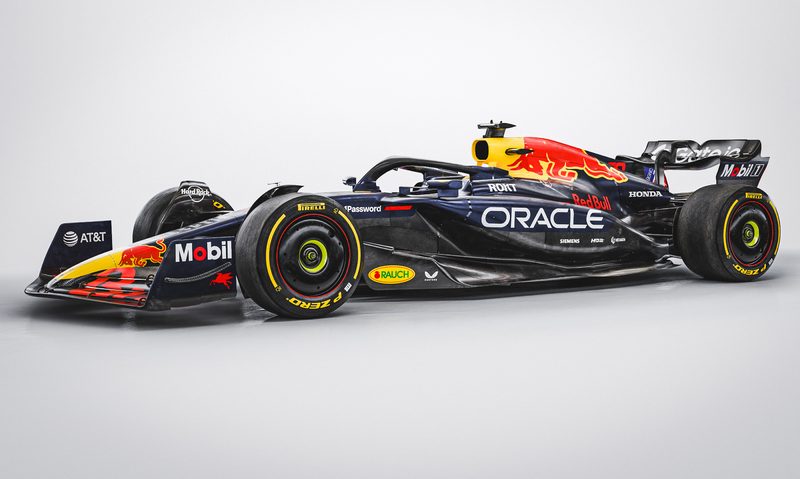Red Bull Racing RB21 F1 car for the 2025 season left front three-quarter view.