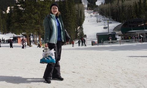 Sarah Joseph from TM standing in front of Ski Santa Fe