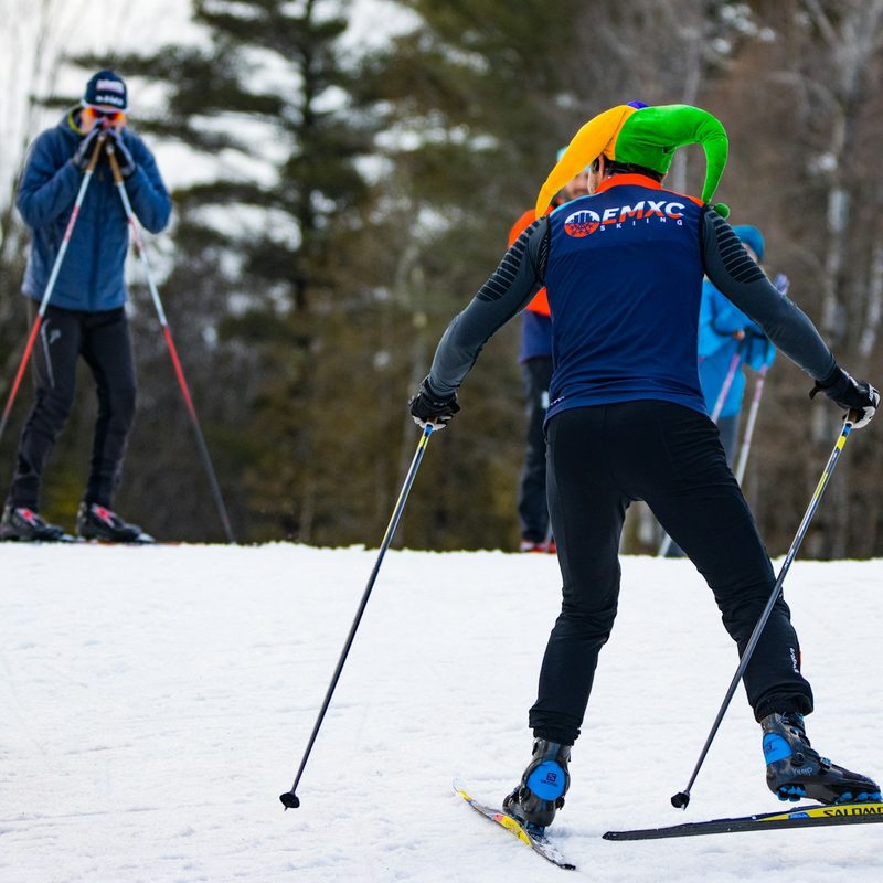 Man cross-country skiing in the winter