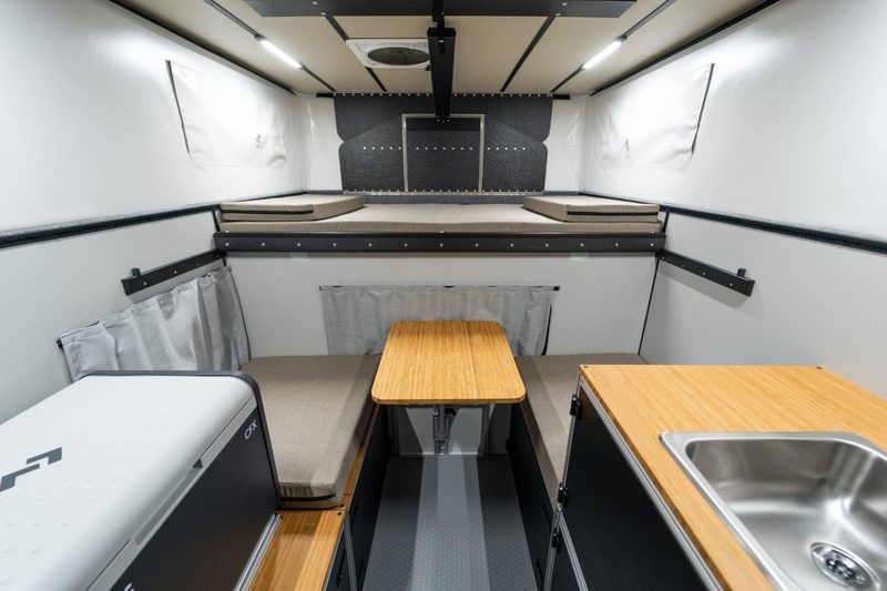 Modular interior of Four Wheel Campers' CampOut lightweight truck camper.