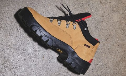nubuck sport boot laying on side
