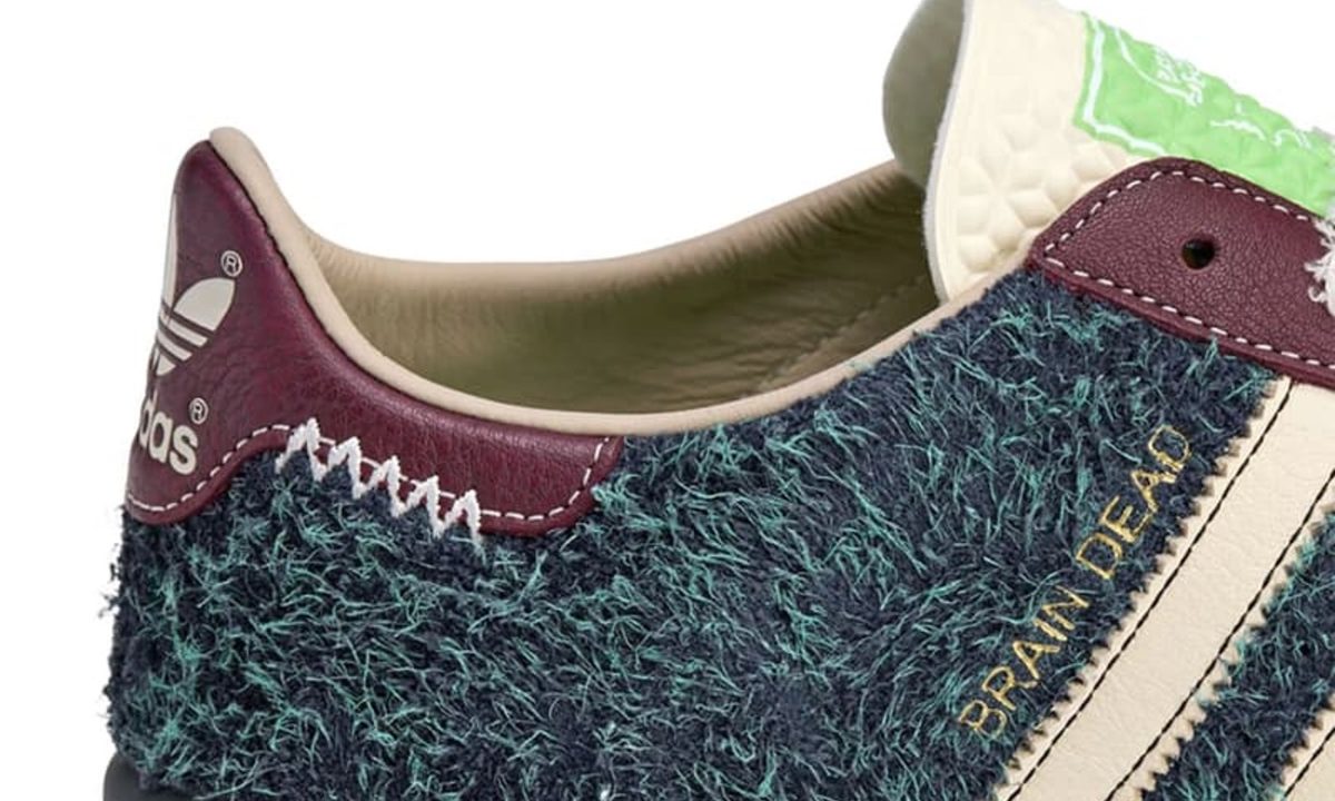 close up on hairy texture on adidas sneaker