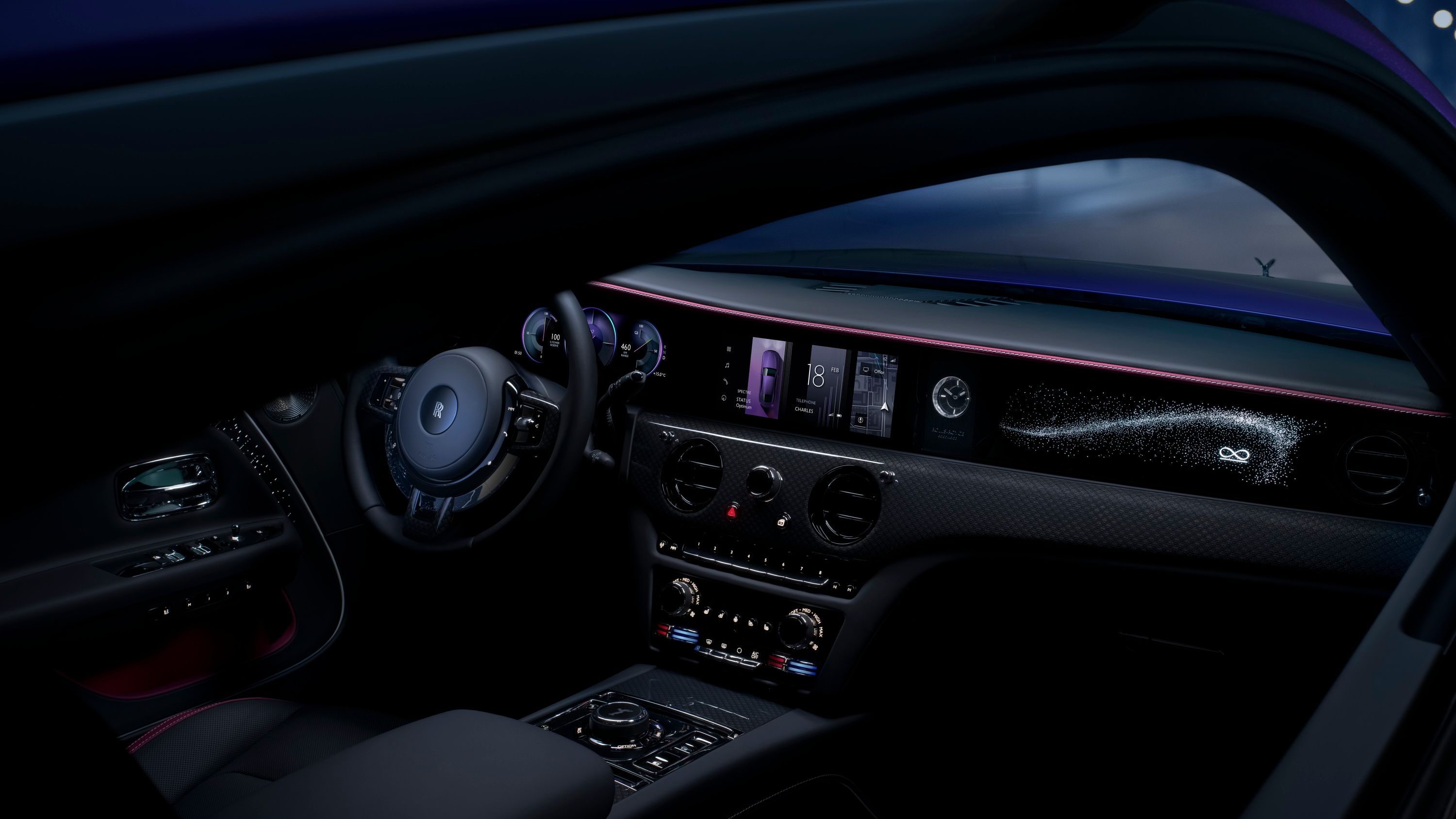 Interior view of a Rolls-Royce Spectre Black Badge
