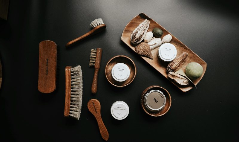 leather cleaning kit on table