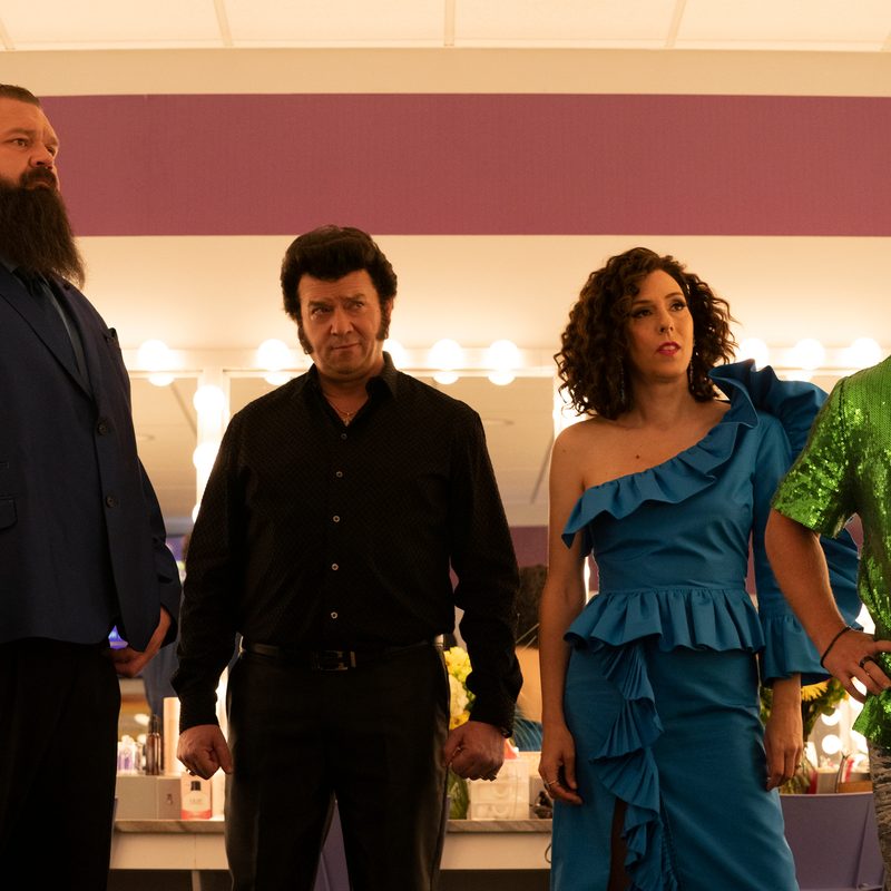 Lukas Hass, Robert Oberst, Danny McBride, Edi Patterson, and Adam Devine