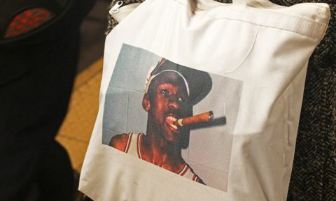Jordan smoking a cigar image on a bag