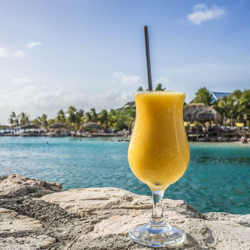 Curacao and a Passion fruit cocktail