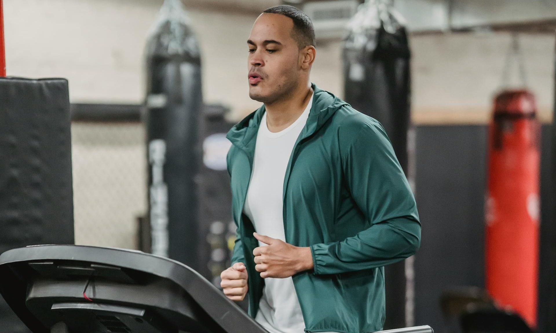 man running on treadmill