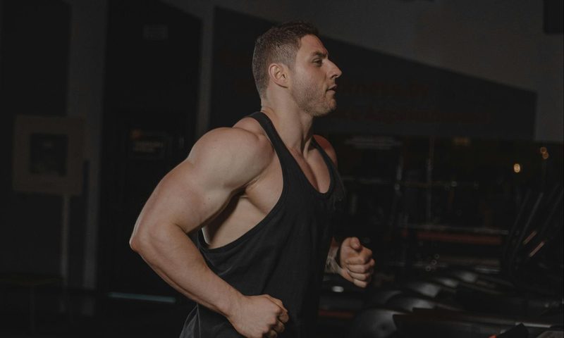 man running on treadmill