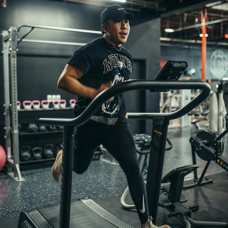 Man running on a treadmill