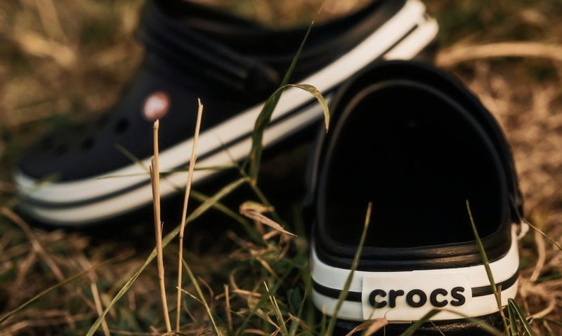 crocs on grass