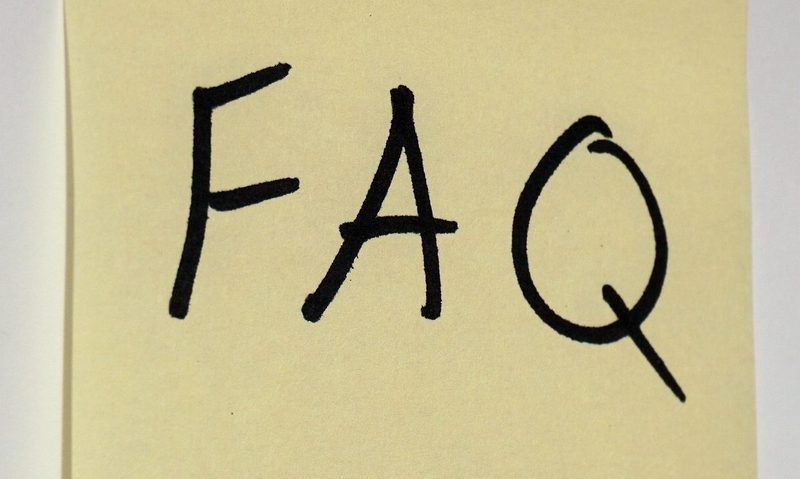 FAQ on sticky note