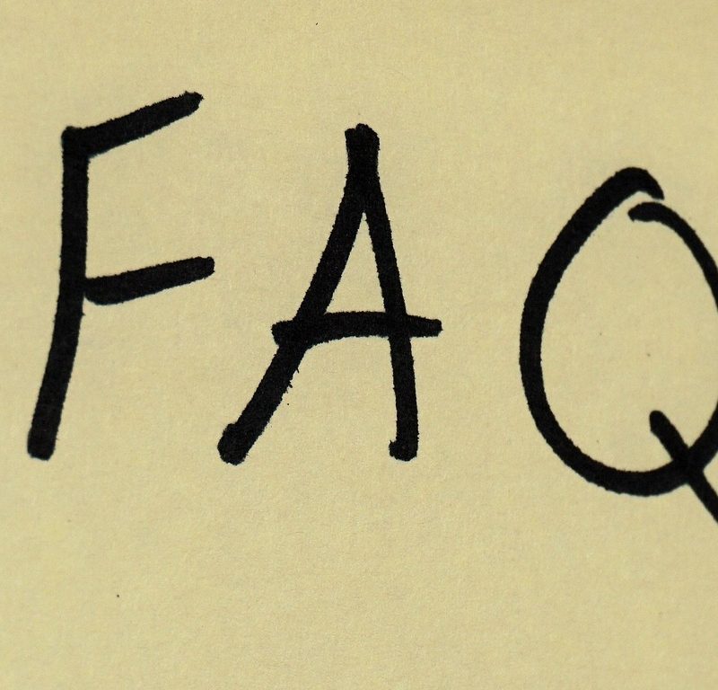 FAQ on sticky note