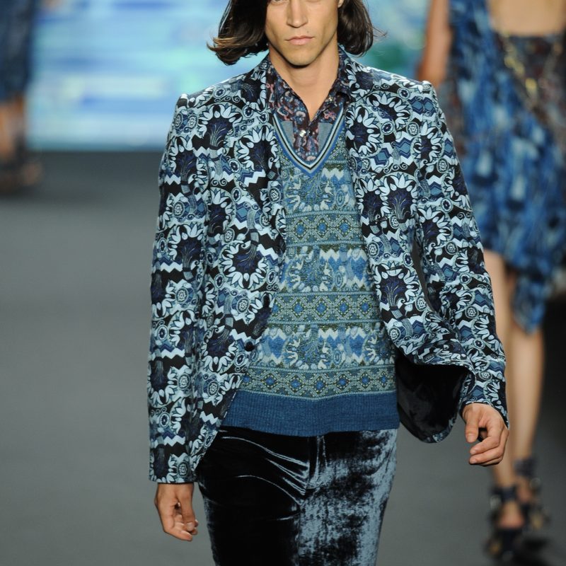 Model walks the runway at the Anna Sui show.