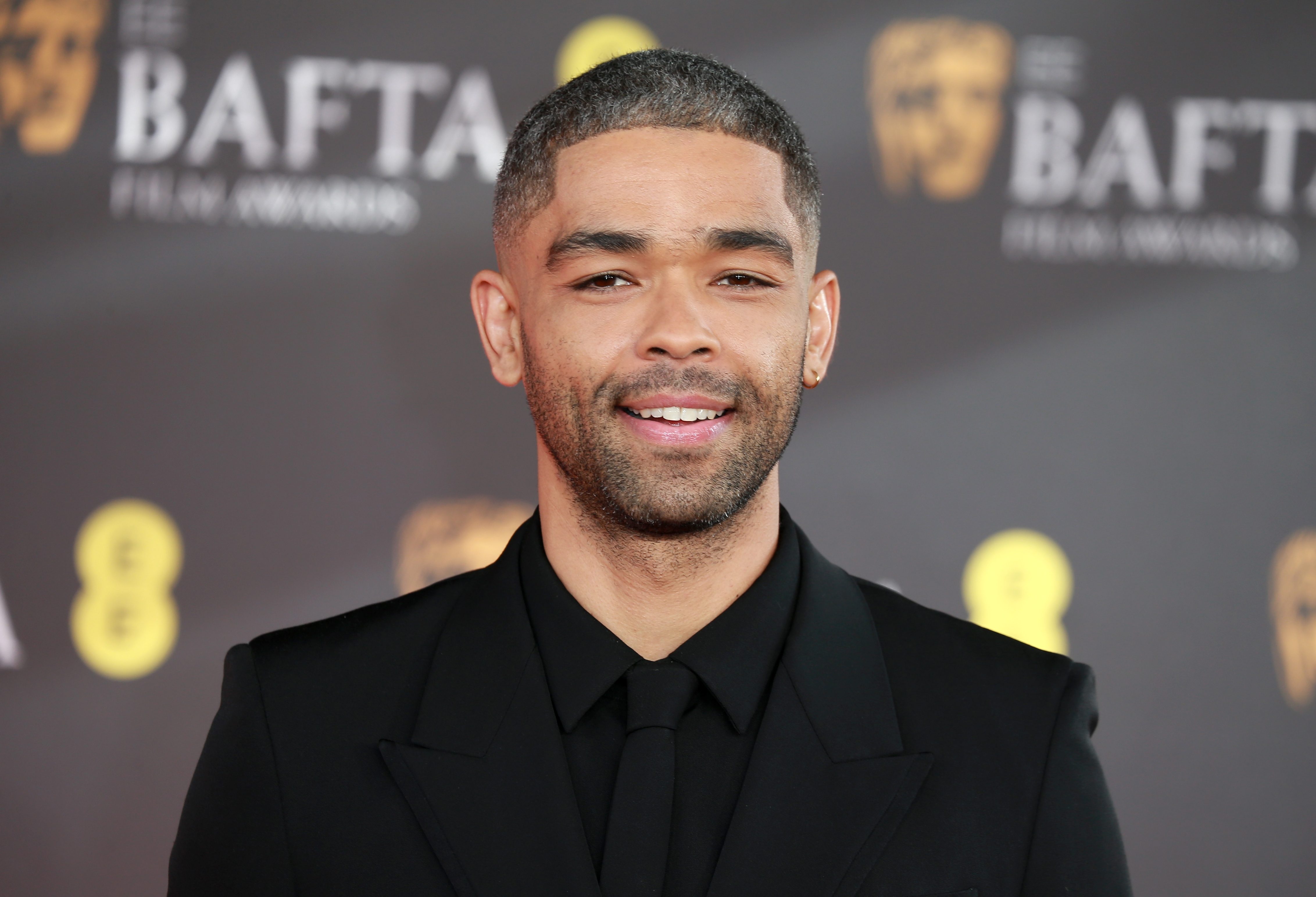 Kingsley Ben-Adir attends the 2024 EE BAFTA Film Awards at The Royal Festival Hall in London, England.