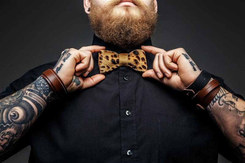 Dapper man wearing a custom bow tie.